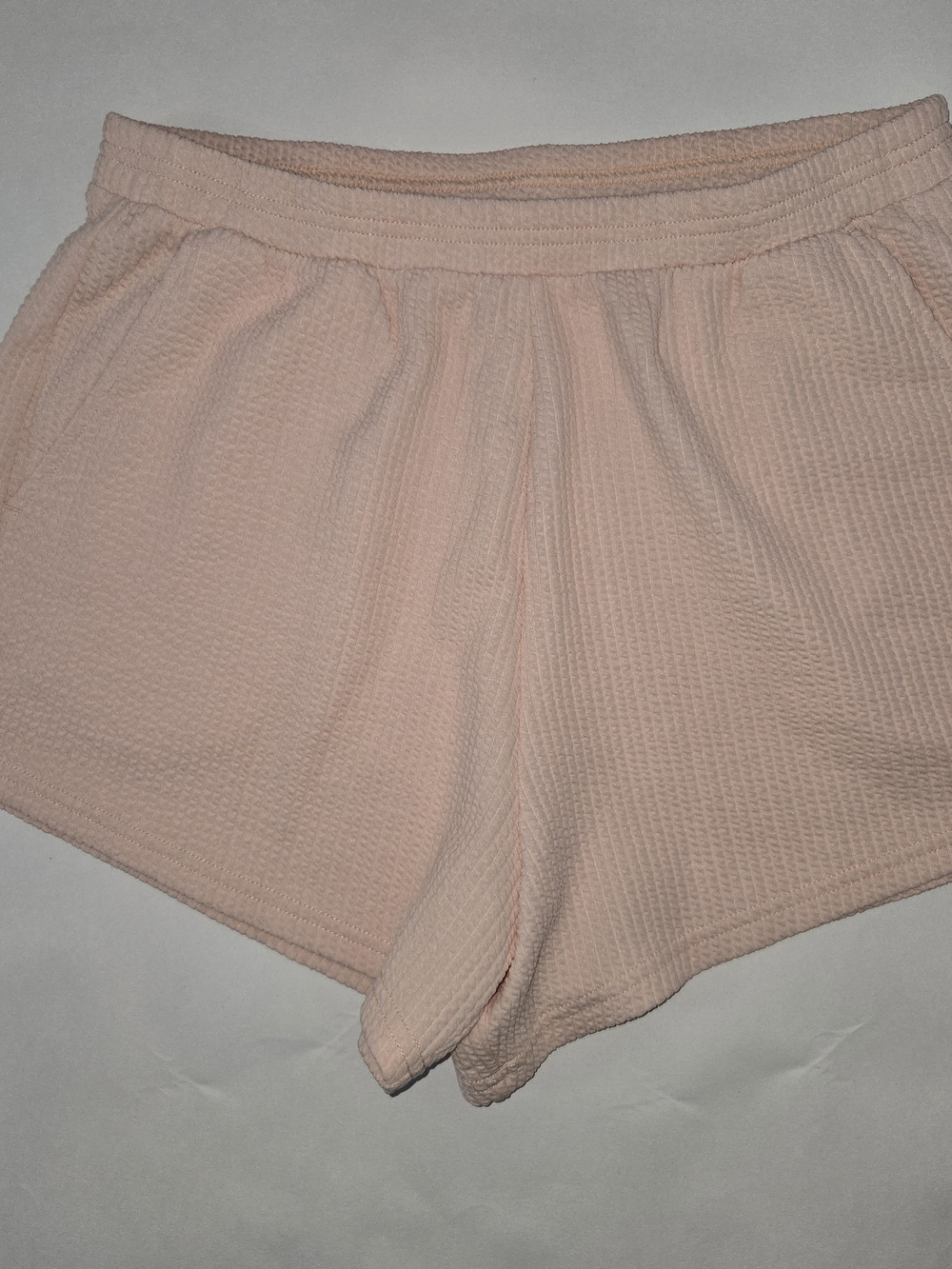 Women's Ribbed V-Neck Crop Top & Shorts Lounge Set - Blush Womens Size S - Picture 2 of 10